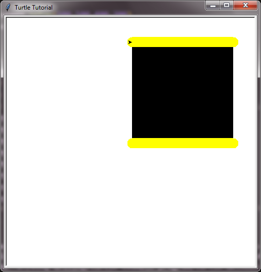 turtle program showing the use of beginfill and endfill function of python turtle module