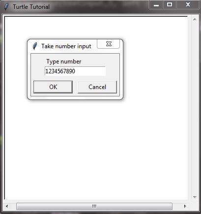taking number input by using the python turtle module functions in turtle program