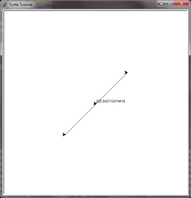 Turtle program showing the use of distance function