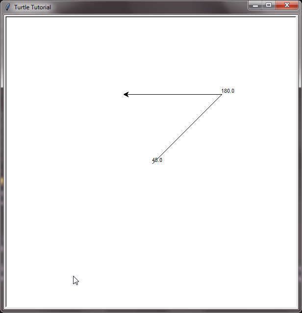 Turtle program showing the use of seth and heading functions 