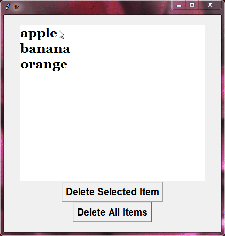 delete items from listbox