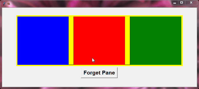 forget a pane in tkinter panedwindow