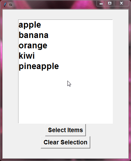 select items and clear selection from the items