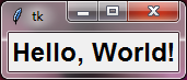 tkinter window displaying hello world