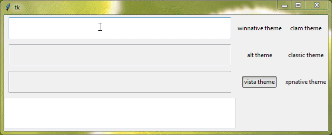 ttk entry widgets with different themes