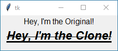 this image is showing the effect of font cloning in tkinter