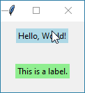 Screenshot of a Tkinter window showcasing the padx and pady options for adjusting label padding vertically and horizontally.