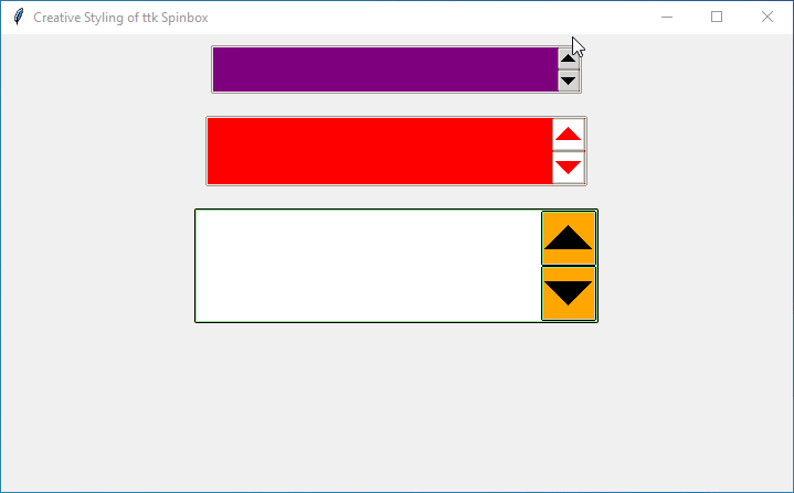 Tkinter Spinbox styling tutorial: customize colors, fonts, arrow sizes, themes. Learn Tkinter GUI development, ttk Spinbox widget styling.
